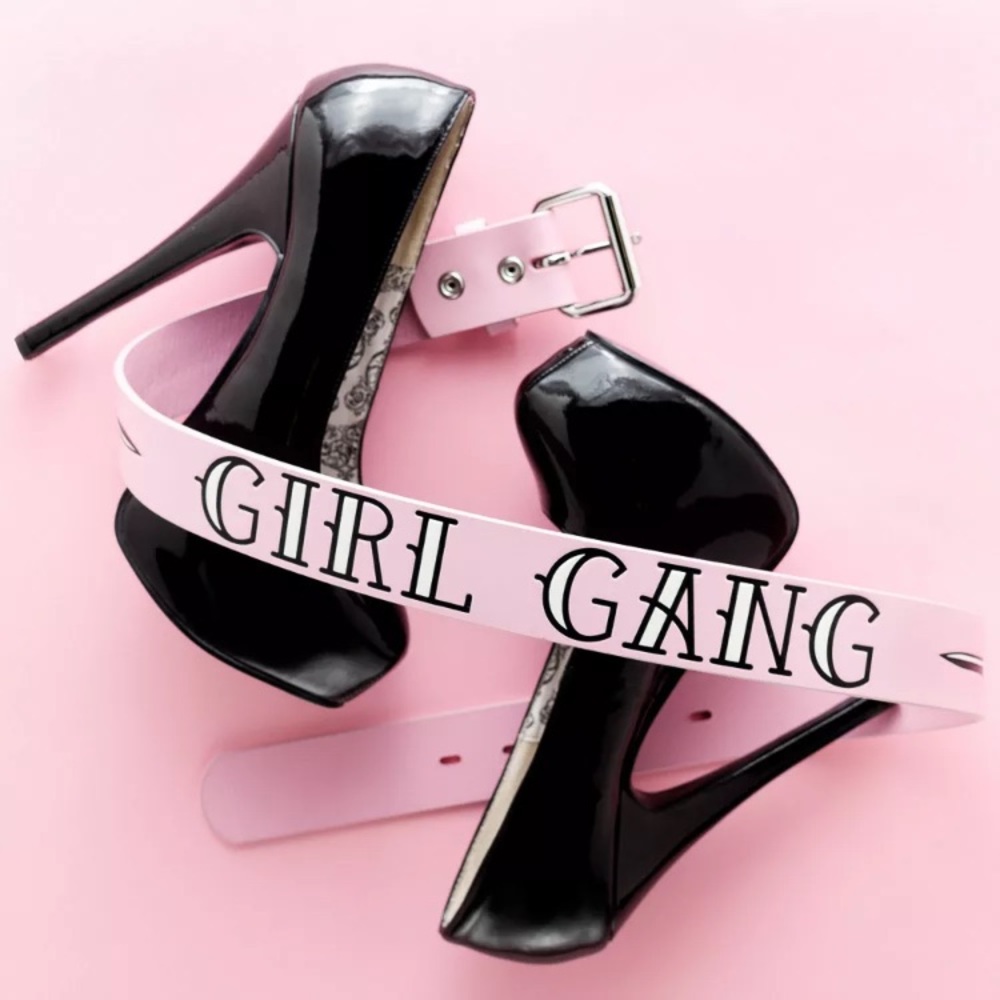NWT Sourpuss “Girl Gang” 💯 % Leather Pink Belt